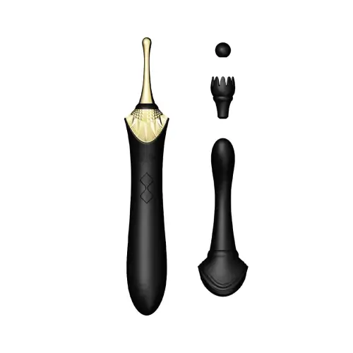 Вагинально-клиторальный вибратор Zalo — Bess Obsidian Black, мультифункциональный с насадками photo 1