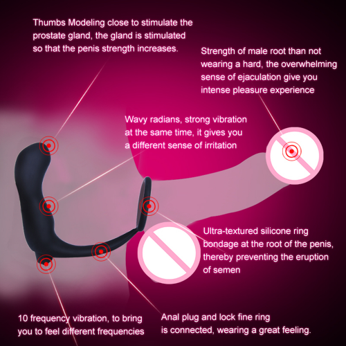 Массажер простаты. С кольцом на пенис. Силикон. С вибрацией. photo 1