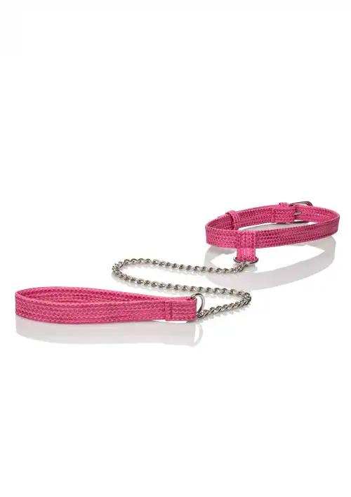 CalExotics Tickle Me Pink Collar w Leash - дизайнерский ошейник с поводком photo 1