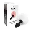 Силиконовая анальная пробка М Art of Sex - Silicone Bunny Tails Butt plug, цвет Белый, диаметр 3,5 с photo 3