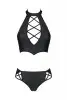 Комплект из экокожи Passion Nancy Bikini 4XL/5XL black, бра и трусики с имитацией шнуровки photo 3
