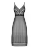 Полупрозрачная длинная сорочка Obsessive Estiqua chemise XS/S, черный, ассиметричный крой photo 5