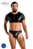 Комплект мужского белья под латекс Passion 057 Set Peter XXL/XXXL Black, кроп-топ, стринги photo 5
