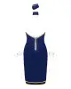 Эротический костюм стюардессы Obsessive Stewardess uniform M/L, blue, платье, пилотка, шарф, манжеты photo 4