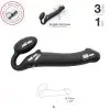 Безремневой страпон с вибрацией Strap-On-Me Vibrating Black L, диаметр 3,7см, пульт ДУ, регулируемый photo 2