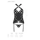 Сетчатый комплект с узором Hima Corset black L/XL - Passion, корсет с халтером, подвязки, трусики photo 7