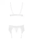Кружевной комплект белья Obsessive 810-SEG-1 S/M White, бюстгальтер, стринги, пояс для чулок photo 4