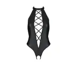 Боди из эко-кожи с имитацией шнуровки и открытым доступом Nancy Body black L/XL - Passion photo 3